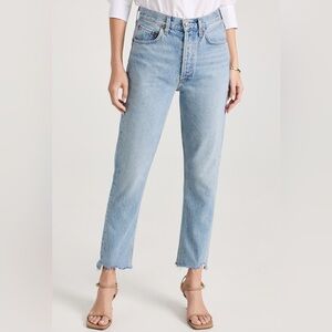 Agolde Riley High Rise Straight Crop Blue Vintage Light Wash Blue Size 26
